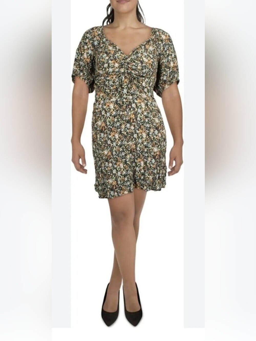 Cotton On Floral Print Top in Black, Yellow, Cream *see measurements #0098